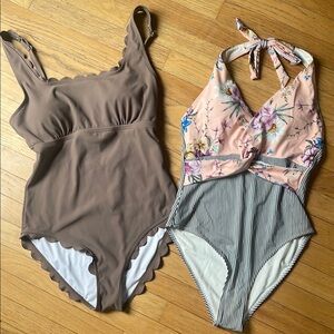 Cupshe Brown and Pink One Piece Swimsuits